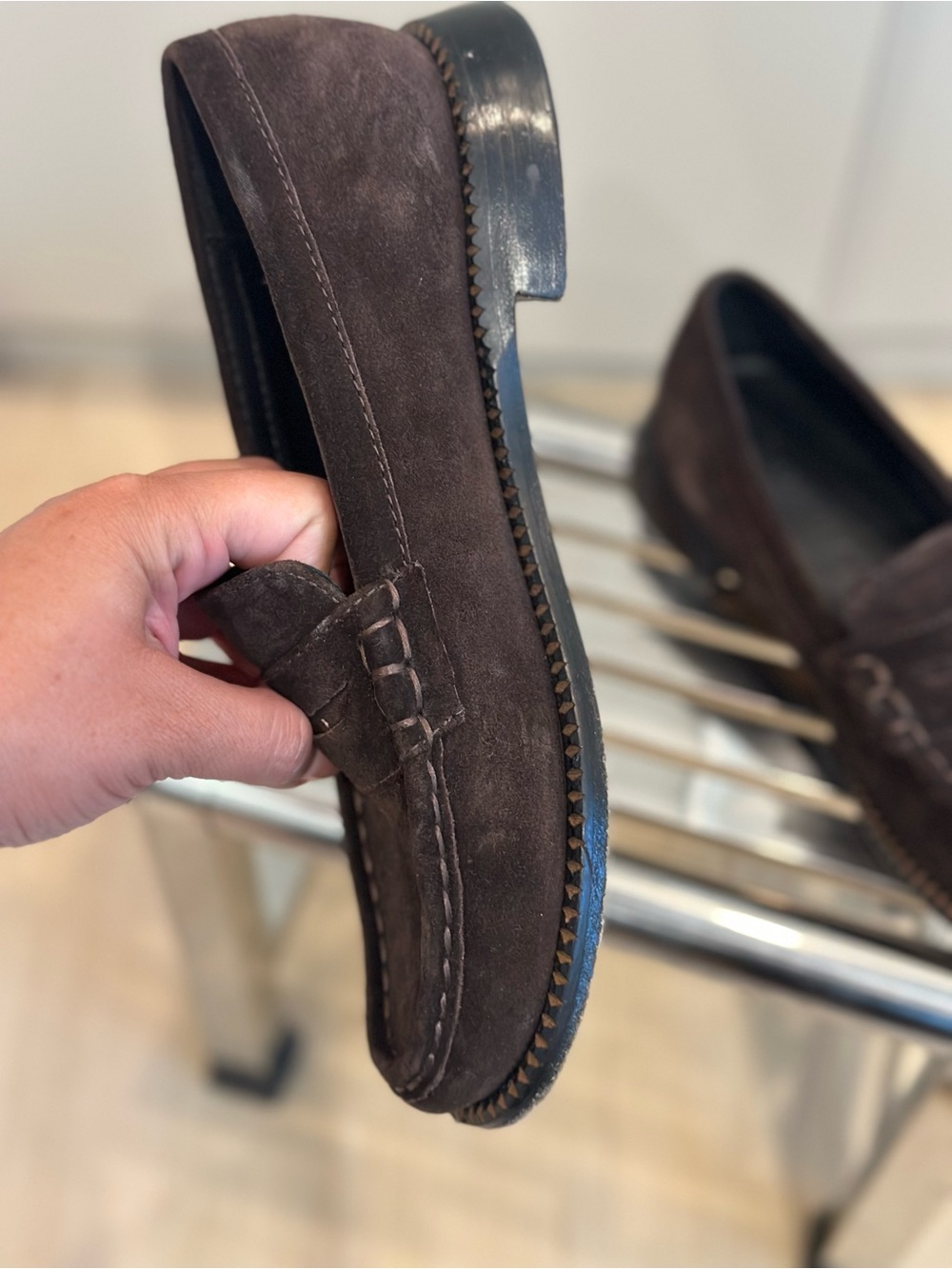 Freda Salvador Elba Espresso Suede Penny Loafers - Picture 4 of 13